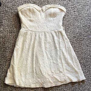 Papaya Strapless Lace Dress in Cream